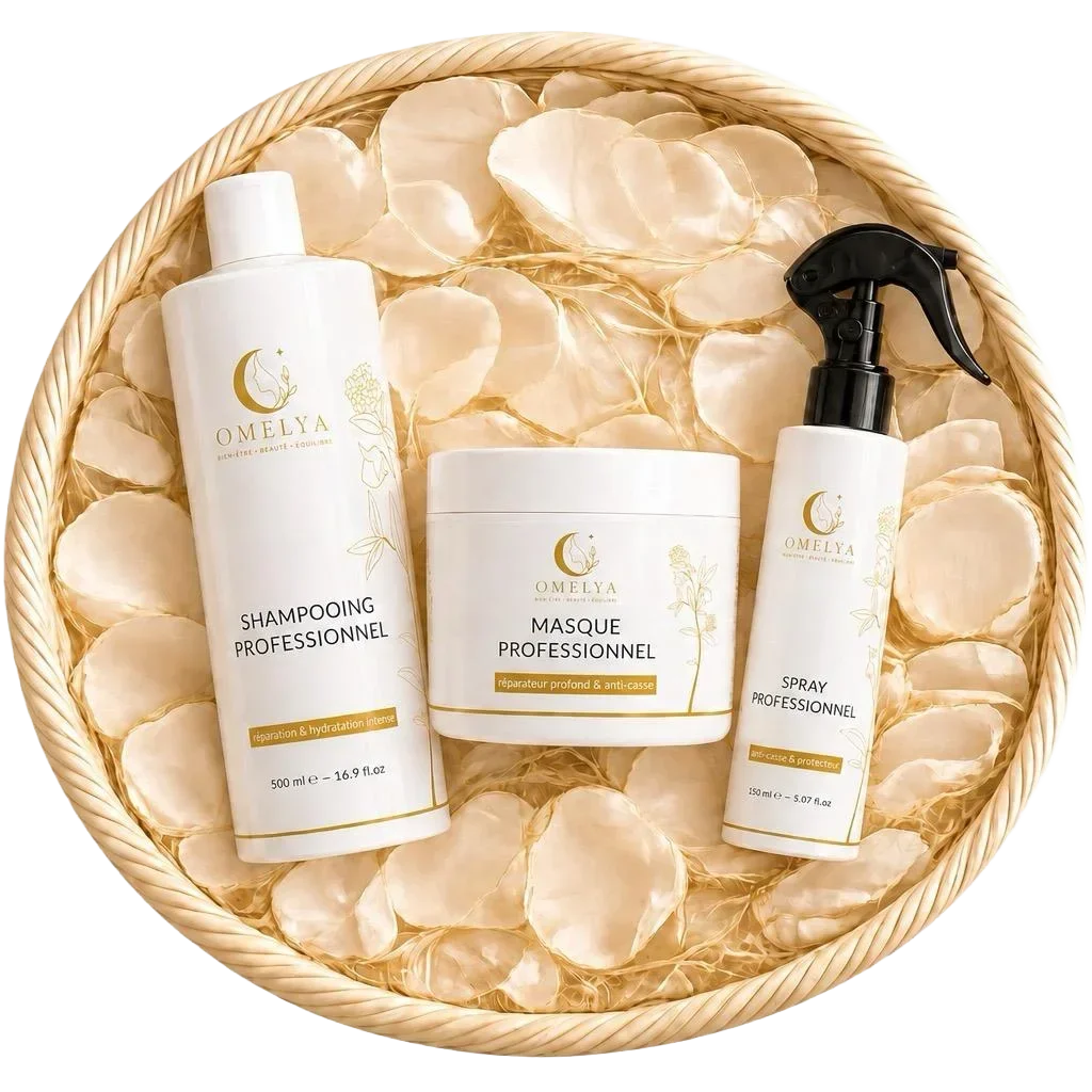 Pack OMELYA — shampooing masque spray kératine végétale argan bio